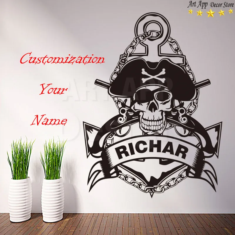 Good quality name design pirat skull home decor cheap vinyl wall sticker removable house decoration creative skeleton decals Good quality name design pirat skull home decor cheap vinyl wall sticker removable house decoration creative skeleton decals