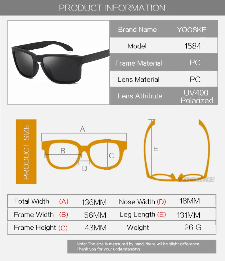 YOOSKE Брендовые мужские s солнцезащитные очки, поляризационные мужские солнцезащитные очки для вождения, мужские прямоугольные солнцезащитные очки, очки UV400