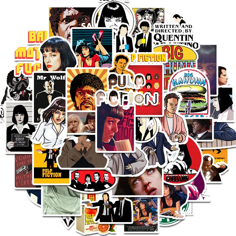 50PCS Classic Movie Pulp Fiction stickers Graffiti Stickers for Luggage Skateboard Phone Laptop Bicycle Wall Guitar Scrapbooking