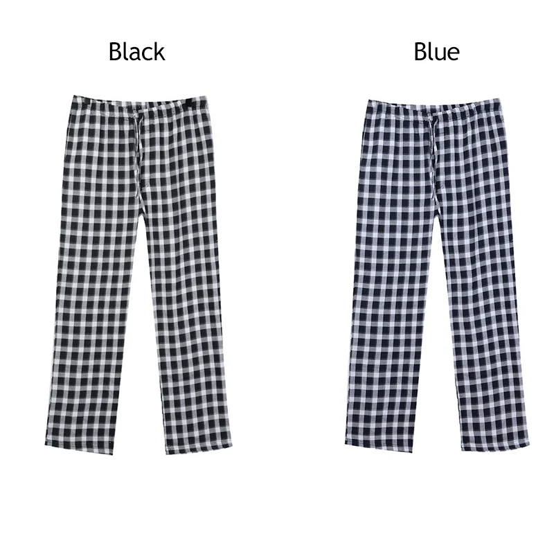 Мужские весенне-осенние клетчатые Пижамные брюки Pui tiua, длинные брюки на завязках, повседневные мужские штаны, прямые брюки для сна - Цвет: 2 Pieces Pants