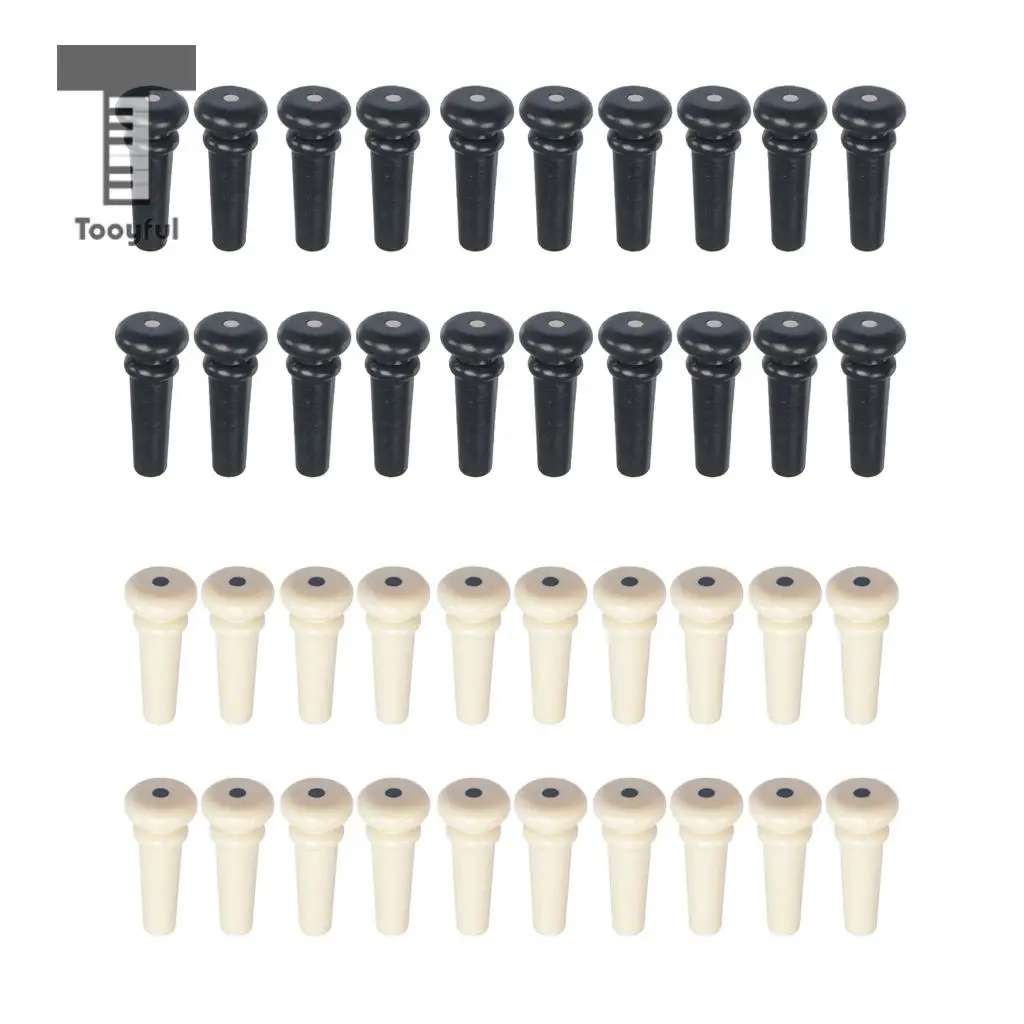 20pcs Acoustic Folk Guitar Plastic Endpins with Dot Inlay Black