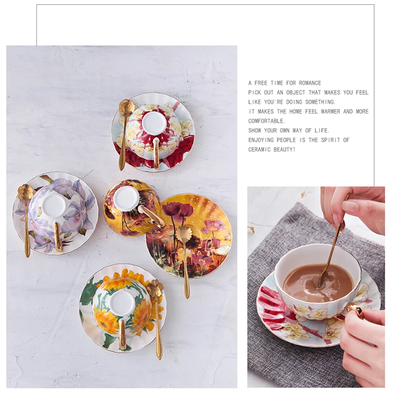 Британский костяной фарфор, чайная чашка, блюдце, набор, цветочный узор, чайная чашка, набор, современные керамические кофейные чашки, причудливый фарфор, чайная чашка, подарок