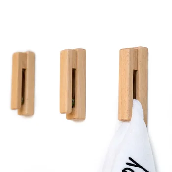 

Creative solid wood hooks do not punch towels hats hooks walls wood no marks single clothes sticky hooks LM5181118py