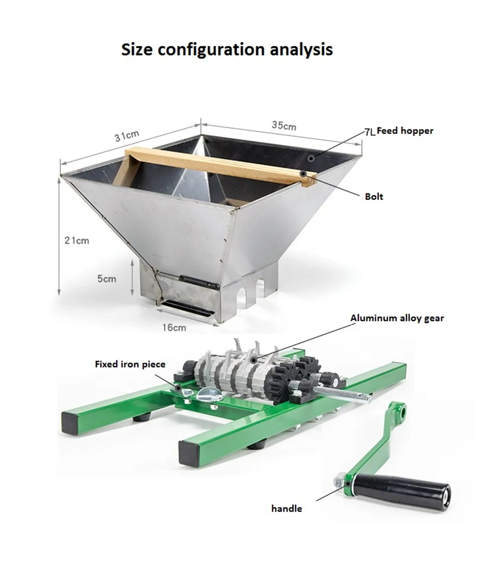 Ручная дробилка для винограда, машина для разбитой кожи, нержавеющая сталь, машина для измельчения яблок, бытовая дробилка для фруктов и овощей, инструмент для заваривания вина
