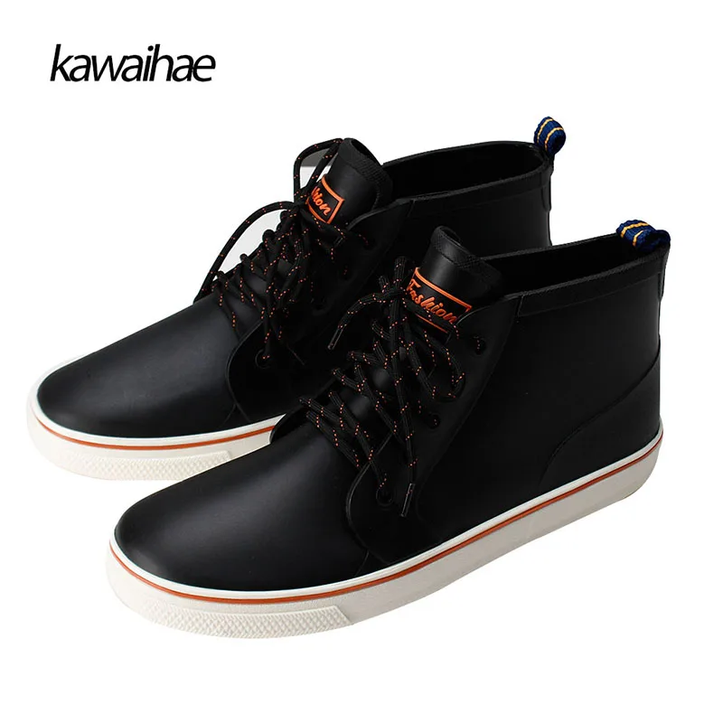 Rubber Shoes Rain font b Boots b font Man Comfortable Black Man font b Boots b