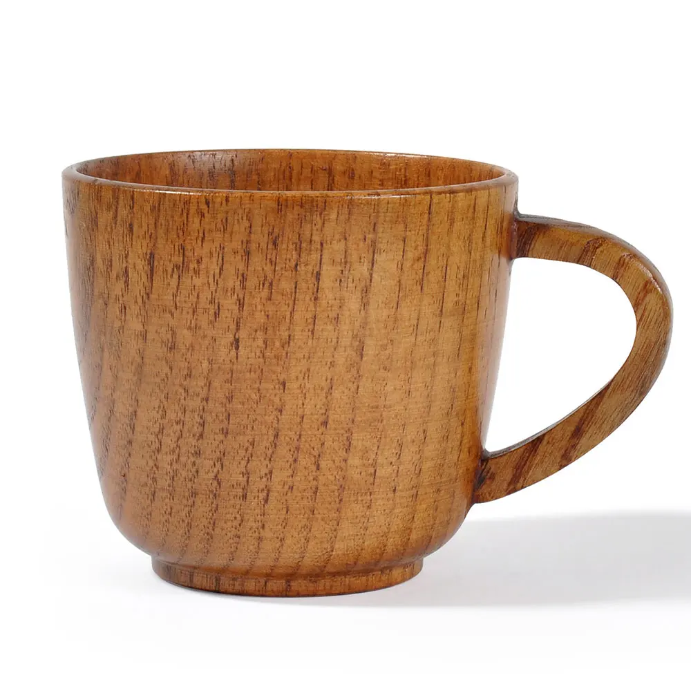 

Nordic Drinking Mug Milk with Handle Wooden Cup Coffee Home Durable Wood Teacup Wooden Wine Juice Handmade