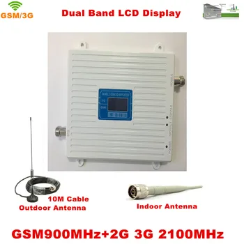 

LCD Display !!! GSM 900Mhz W-CDMA UMTS 2100MHz Dual Band Cell Phone Signal Booster 2G 3G Signal Repeater with Antenna Full Set