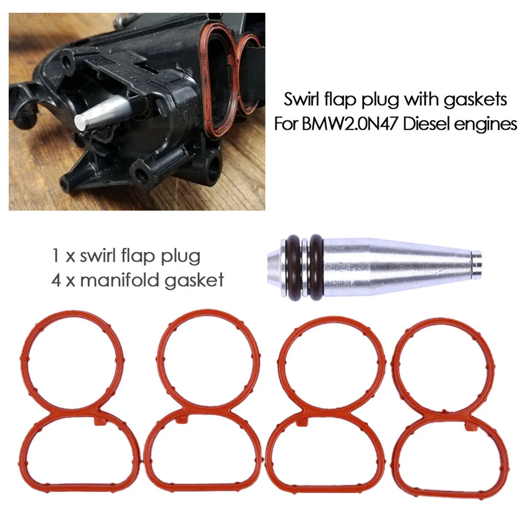 

Swirl Flap Flaps Plug Blank Removal Replacement with gaskets for BMW N47 2.0 Plates seal with intake manifold gasket
