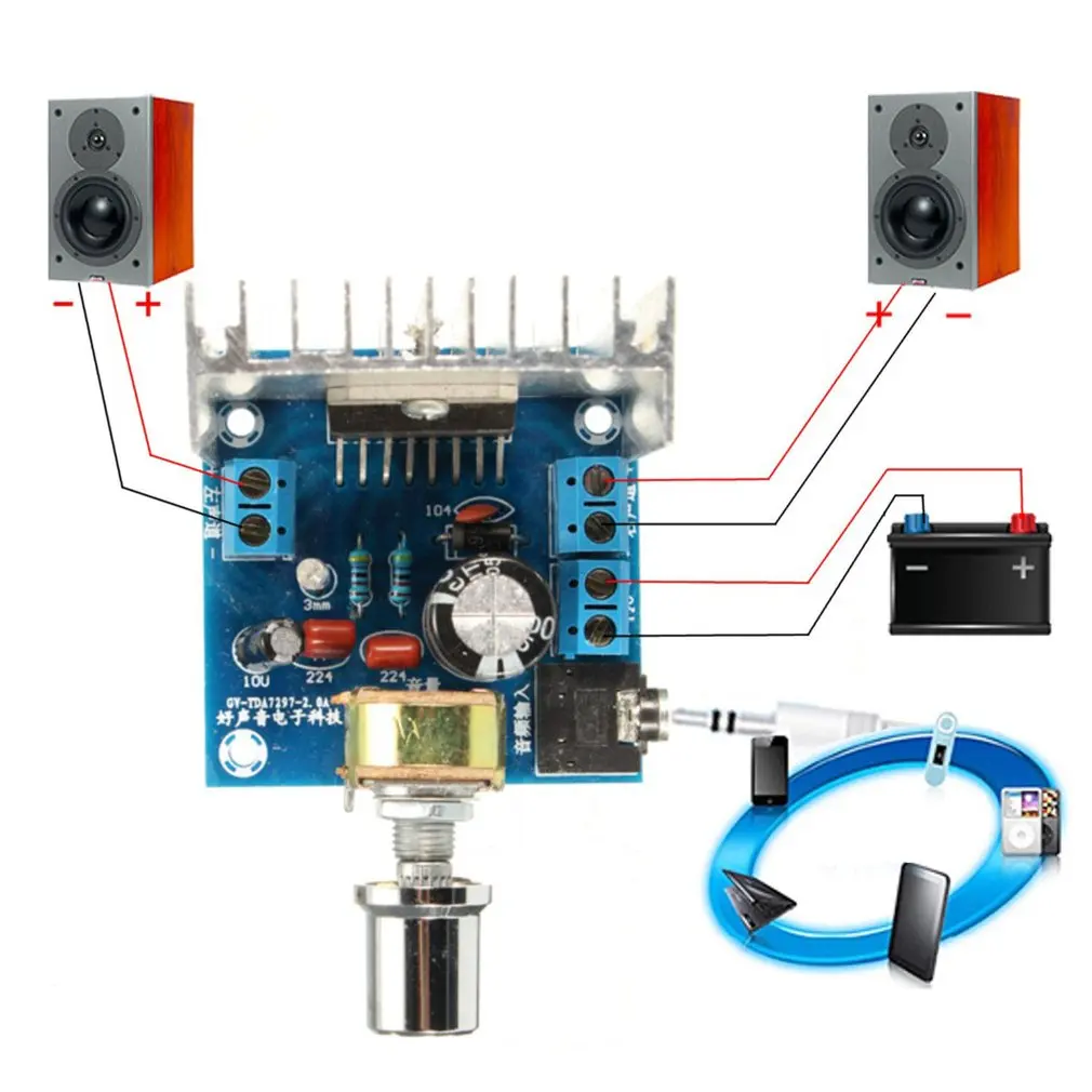 TDA7297 Версия B 2*15 Вт цифровой аудио усилитель доска двухканальный AC/DC 12 В