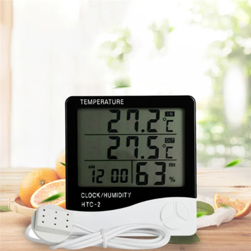 High-precision Digital Thermometer Hygrometer Electronic LCD Temperature Humidity Meter Weather Station Indoor Outdoor Clock | Инструменты