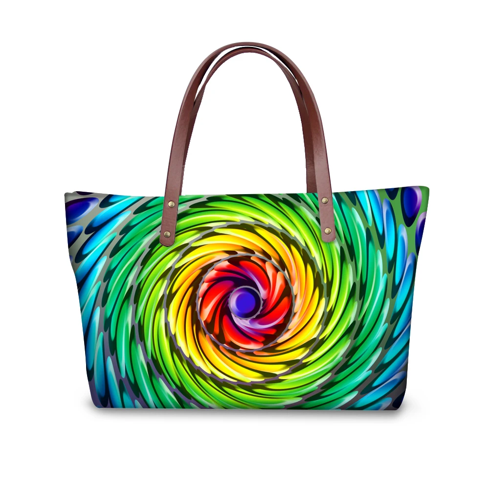 FORUDESIGNS Dazzle Color 3D Print Customized Totes Bags Zipper,Luxury