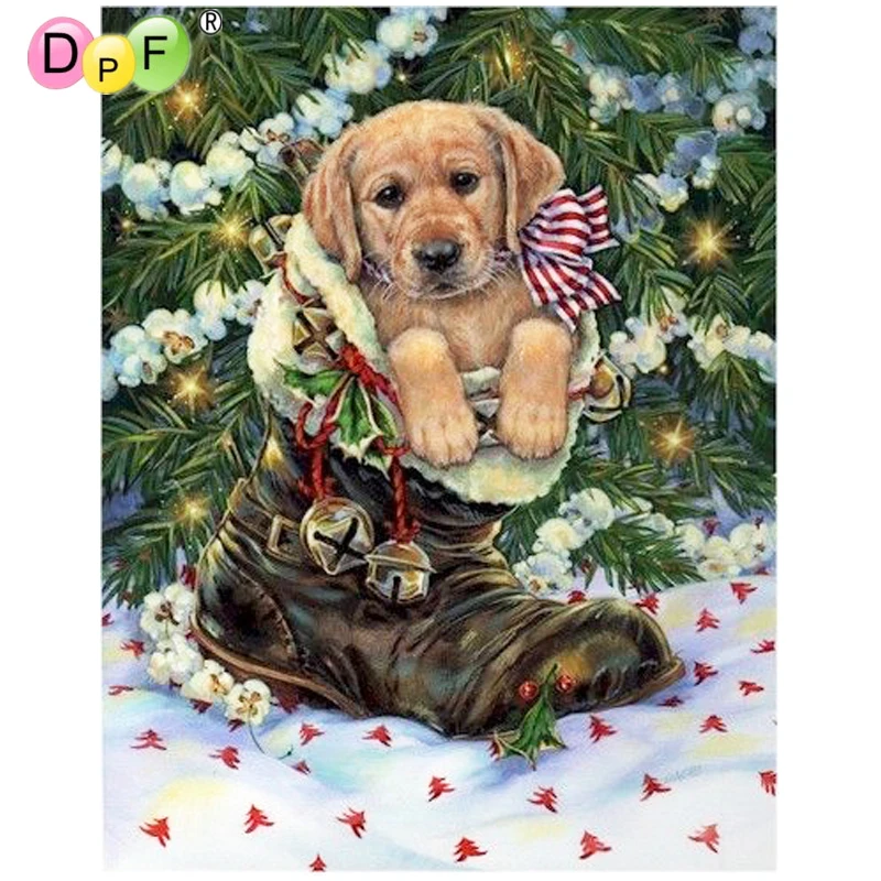 

DPF DIY Gift 5D full Round Diamond Painting shoe dog christmas Diamond Embroidery Magic Cube Cross Stitch crafts Mosaic Decor