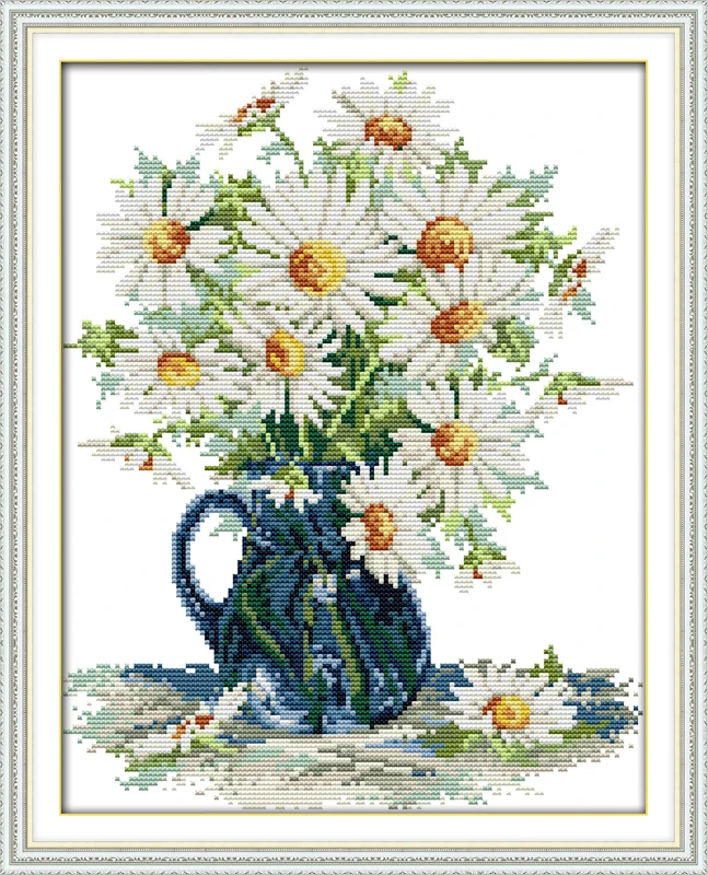 Free Ship Daisy Vase Counted Cross Stitch flowers Cross Stitch 11CT 14CT Cross Stitch Kit