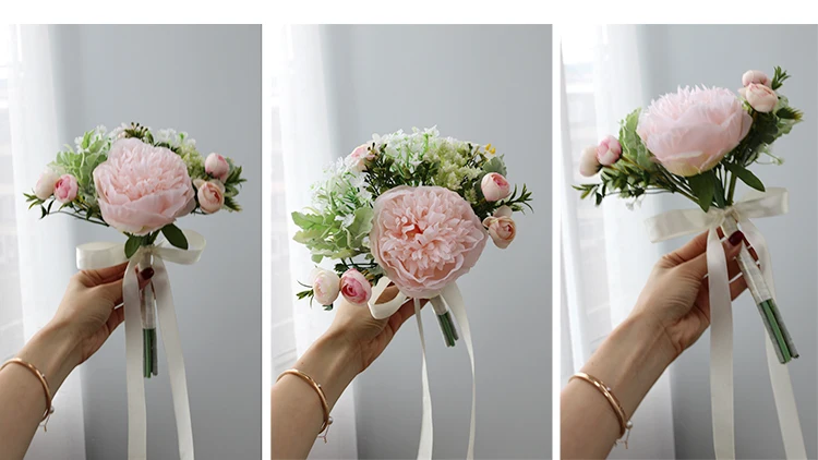 Wedding Bouquet for bridesmaids flowers artificial rose peony (2)