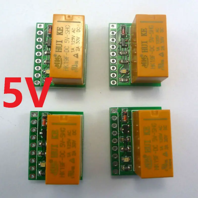 

DR21B01*4 4X Small & Ultra-light 1 Channel DPDT Relay Board for Motor reversing Polarity reversal HK19F DC5V PCB Module