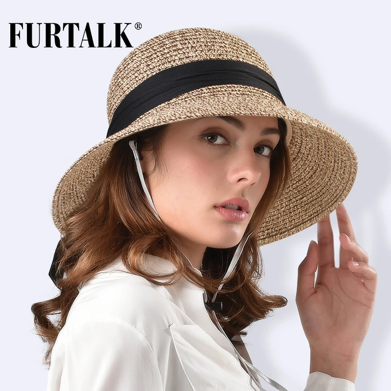 FURTALK Summer hat for women straw hat panama hat fedora beach hats for