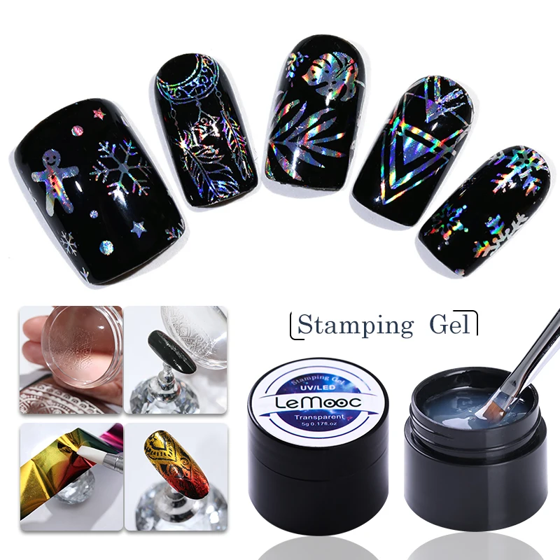 

LEMOOC Stamping Gel Print For Manicure Nails 5ml Colors Soak Off UV Decoration Stamping Gel Plate Nail Polish Varnish