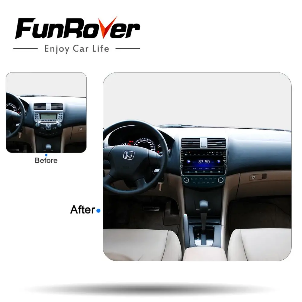 FUNROVER " android8.0 автомобильный dvd gps мультимедийный стерео плеер для Honda Accord 7 2003-2007 Авто Радио Видео навигация rds BT wifi