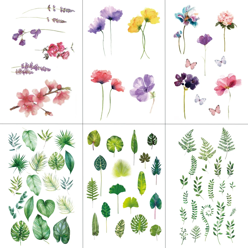 

WYUEN Flower Temporary Tattoo Sticker Waterproof Fashion Women Face Fake Body Art Children Adult Hand Tattoos 10.5X6cm P-101