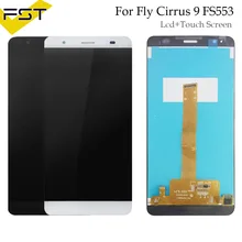 100% тестирование для Fly Cirrus 9 FS553 ЖК-дисплей Дисплей + Сенсорный экран полный набор для замены цифрового преобразователя FS 553 телефон