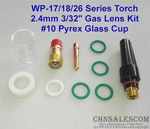 CHNsalescom 26 pcs TIG Welding Gas Lens #10 Pyrex Glass Cup Kit for WP-9//20//25 2.4mm 3//32
