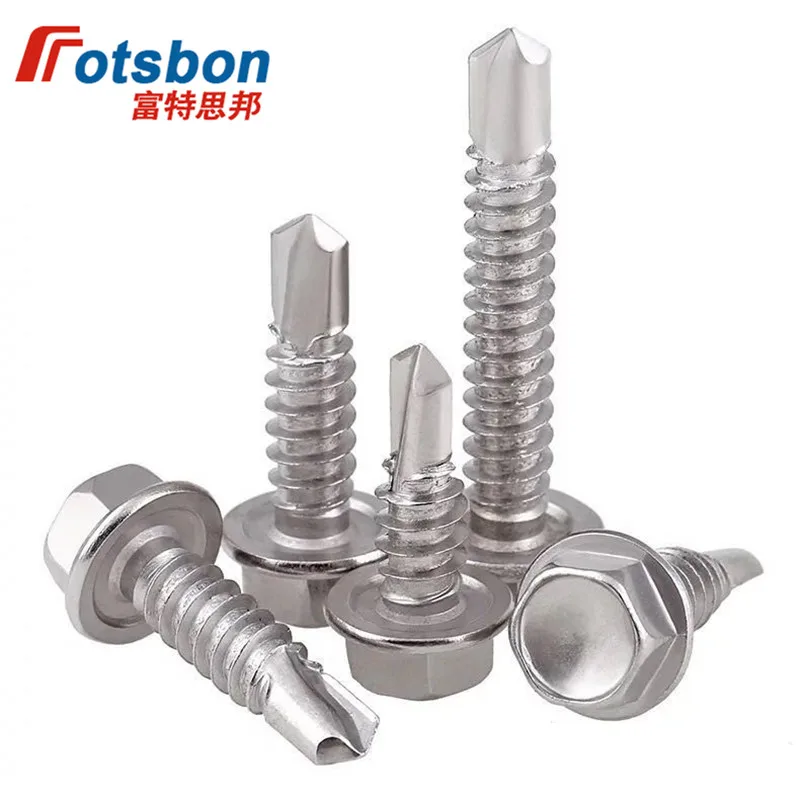 

100pcs M5.5*19 DIN7504K Hexagon Flange Drilling Screws With Thread Self-tapping Drill Tail Screw