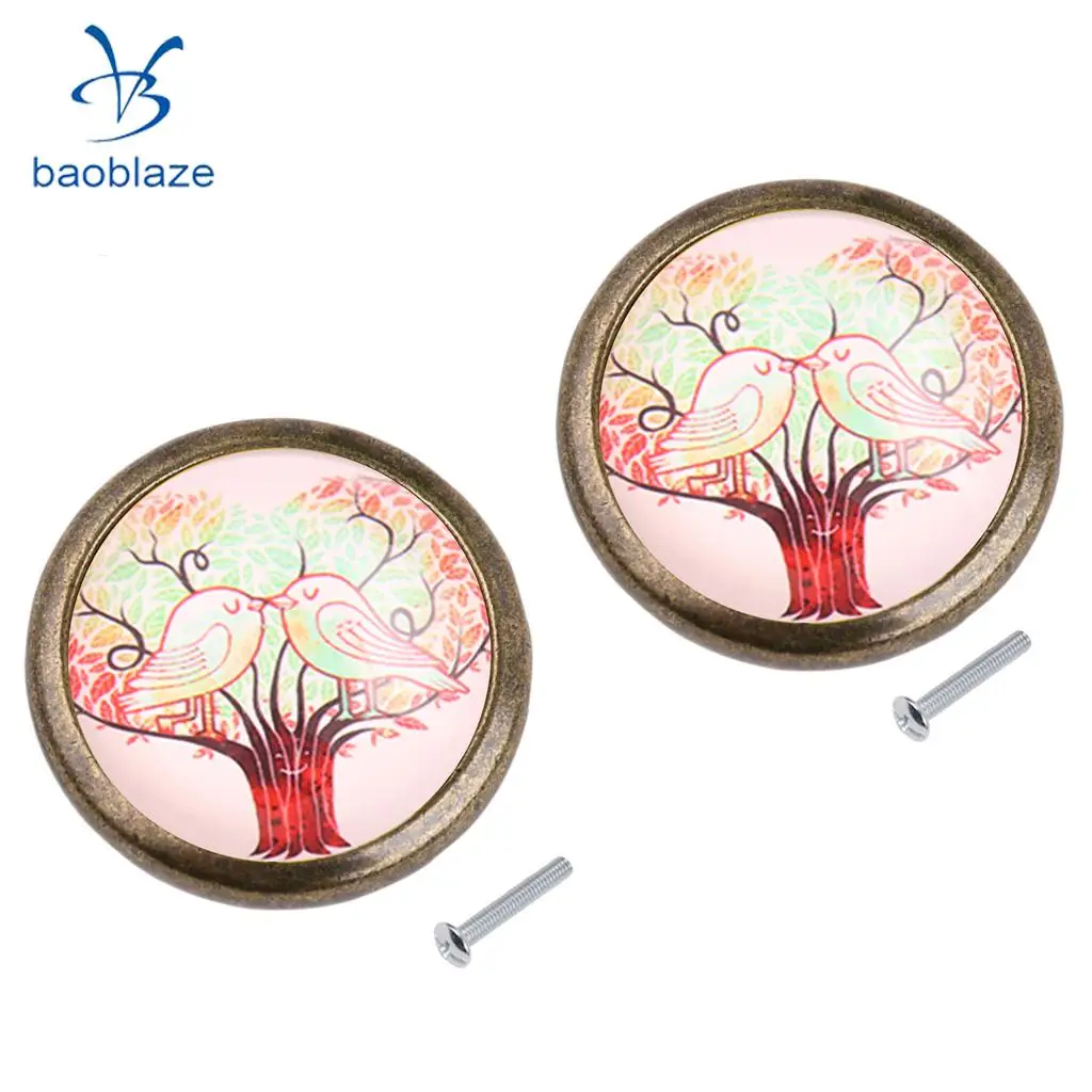 2PCS Zinc Alloy Tree Pattern Cabinet Drawer Pull Cupboard Wardrobe Knob Handle for Home Kids Bedroom Decor