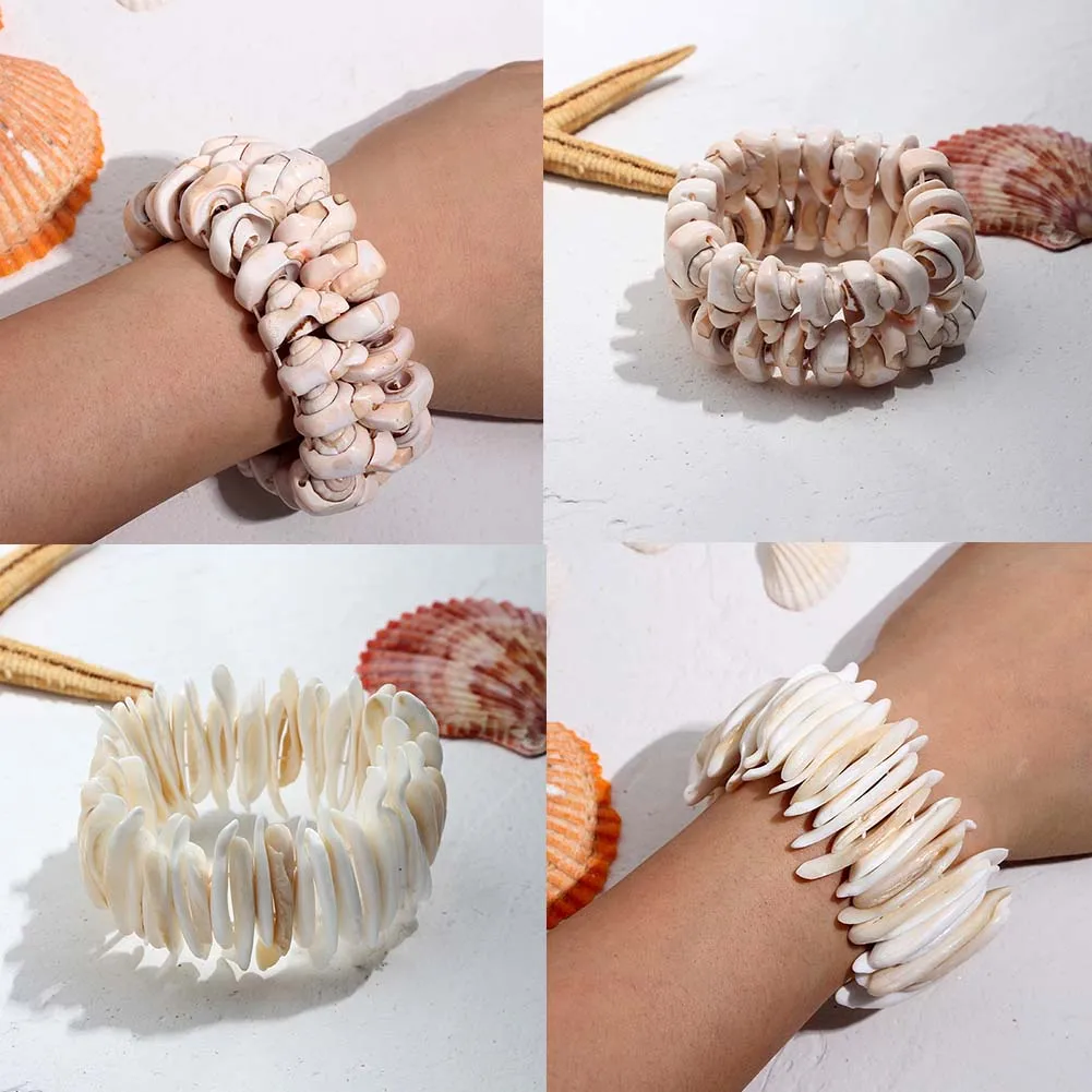 

JUST FEEL New Fashion Boho Natural Cowrie Shell Charm Bangles Bracelets For Women Wedding Statement Handmade Ethnic Accessories