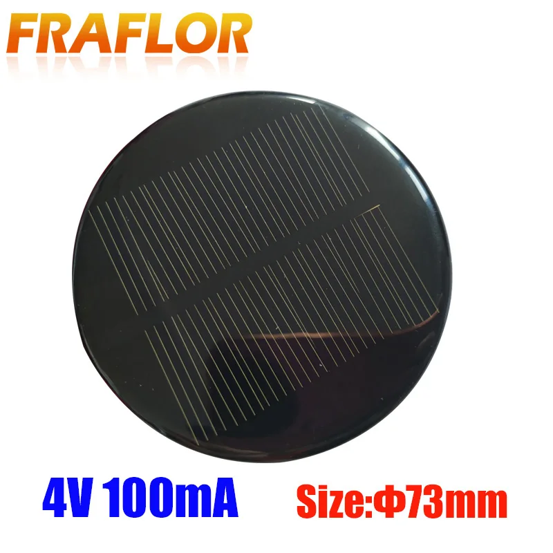 

5pcs Circle RoundMono Solar Panel 4V 100mA Solar Cell Diameter 73mm High Quality Outdoor Module Mini Battery Power Charger Light