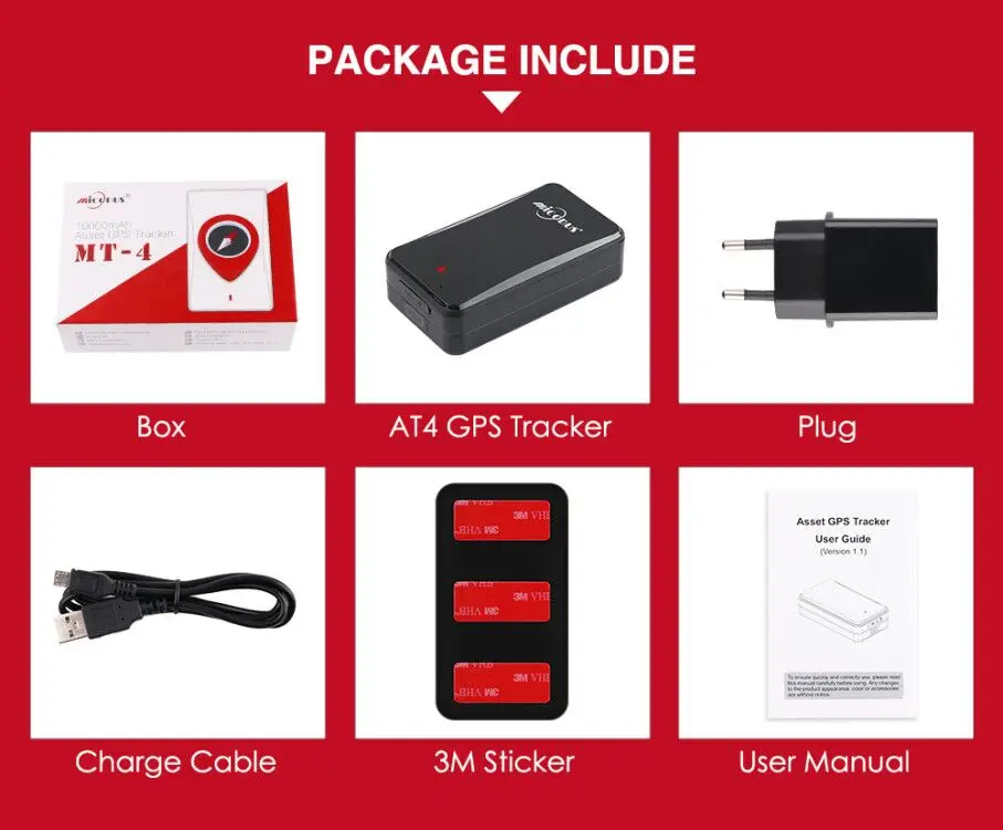 Tempo de Espera de Rastreamento Rastreamento em Tempo Monitor de Voz Gps do Carro At4 2g Ipx5 Forte Ímã Rastreador à Prova d' Água 10000 Mah Longo em Tempo Real Gsm Gps Localizador 23 Do Carro À Prova D' Água 10000