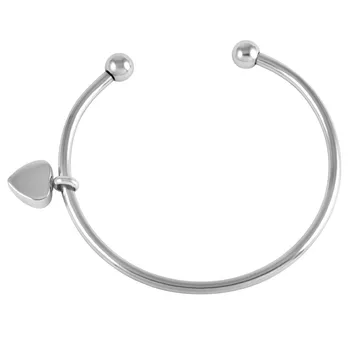 

60mm Stainless Steel Cuff Bracelet With Ash Holder Heart Charms Keepsake Urns Memorial Ashes Bracelet