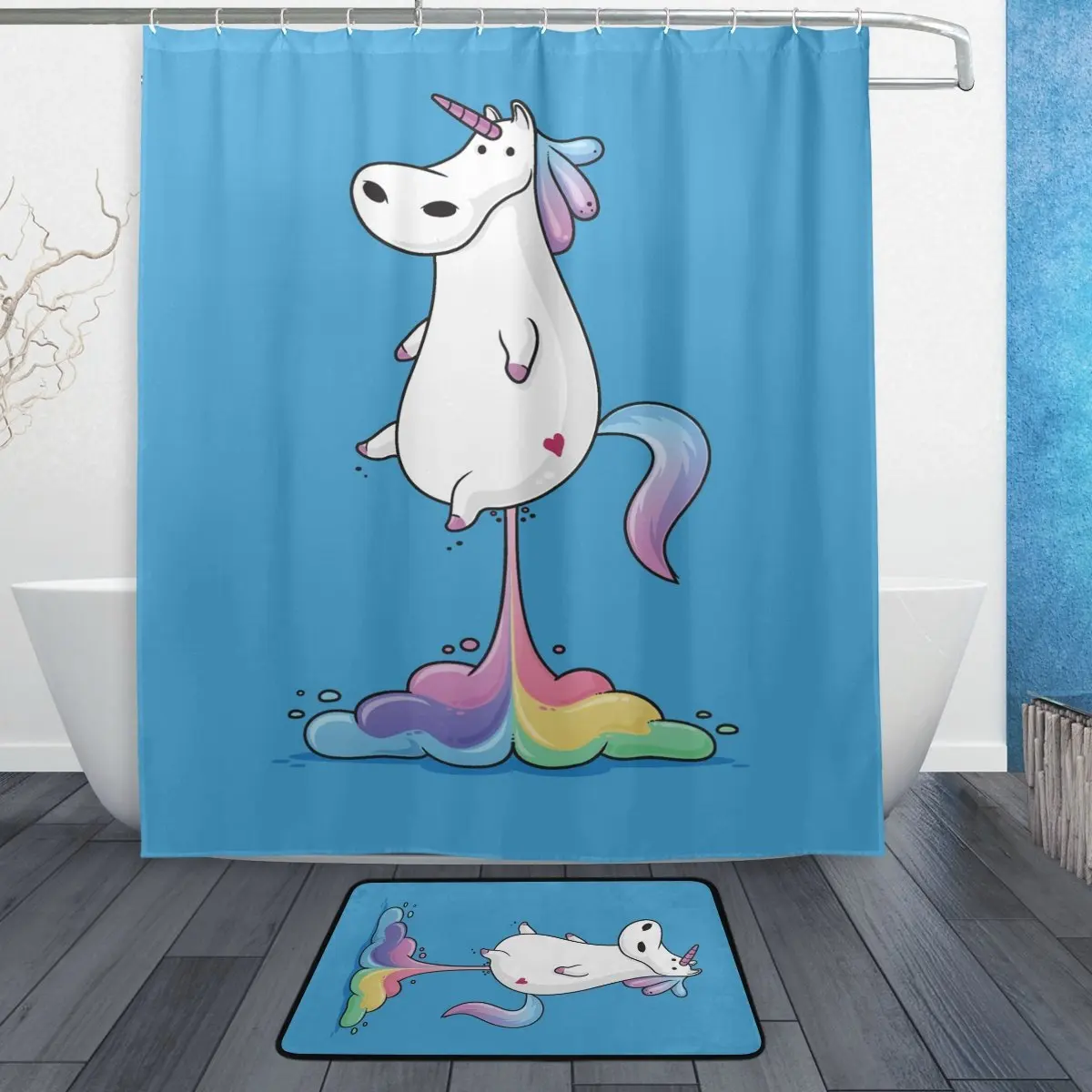 Funny Farting Rainbow Fat Unicorn Floor Mat Cartoon Entrance Doormat  Mats 