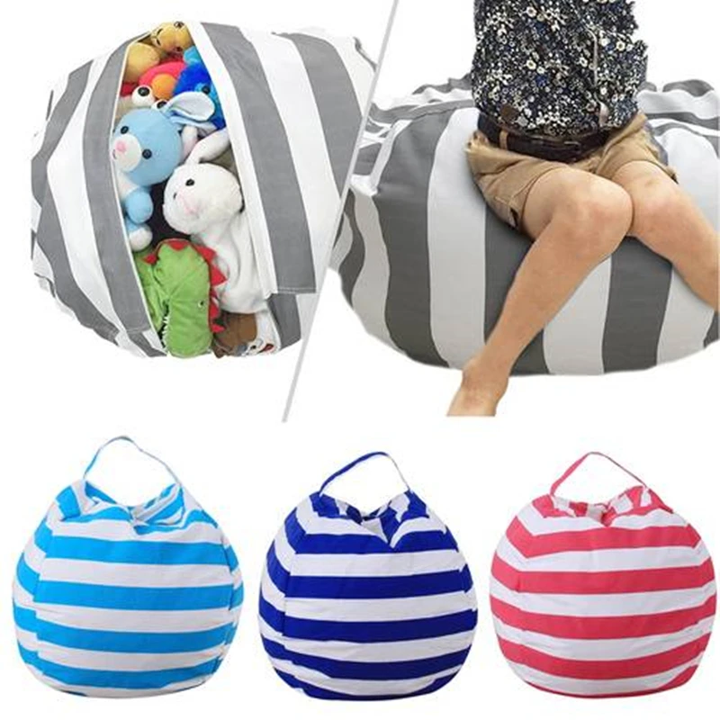 

Large Capacity Thickened Stuffed Plush Toy Storage Bean Bag For baby kids children Stripe Fabric Lollipop 5 Color Sundries Pouch