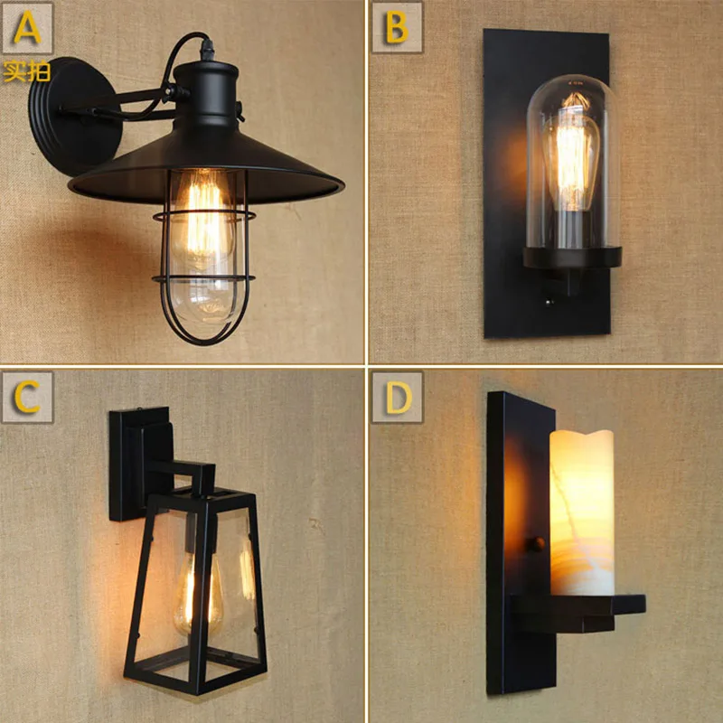 Antique Matte Black Lantern Outdoor Wall lamp Sconce AC 90 ...