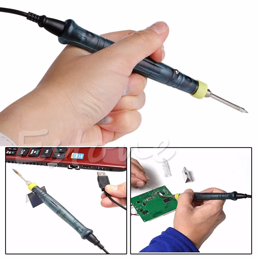 8 Вт 5 В USB Powered Электрический припой для паяльника ручка сварочный пистолет ручные инструменты комплект быстрый нагрев