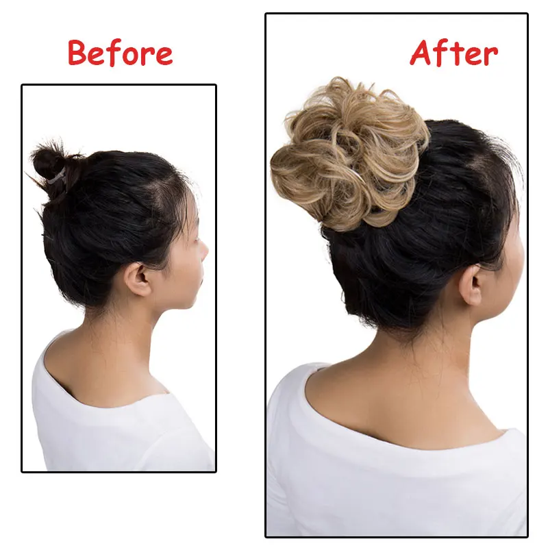SNOILITE Synthetic Chignons Hair Scrunchies Extensions Hair Piece Wrap Ponytail Hair Tail Updo Fake Hair Bun Hairpiece