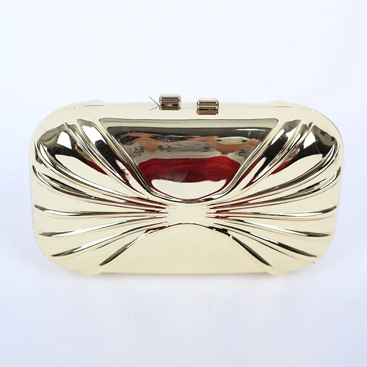 Embossed bow box clutches bag cool metallic day clutch bag for lady
