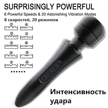20 Modes Body Massage Powerful Magic Wand Massager AV Wand Vibrator Sex Products USB Rechargeable Vibrators Sex Toys For Women 2