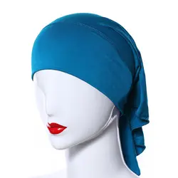 Для женщин хлопок полное покрытие внутренней шапочки под хиджаб мусульманский тюрбан Исламская под шапочки с шарфами