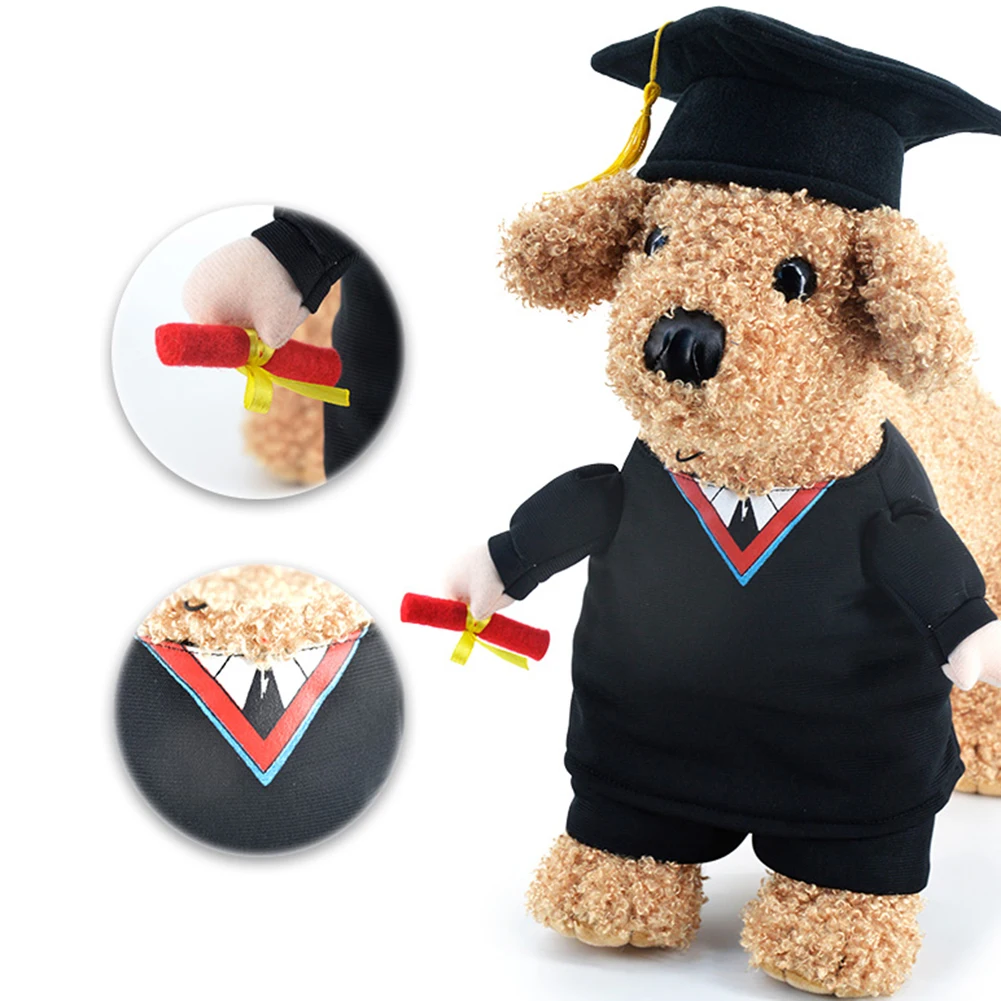 

TINGHAO Pet Doggie Kitten Cat Dog Academic Dress Robe Hat Outfit Halloween Party Clothes