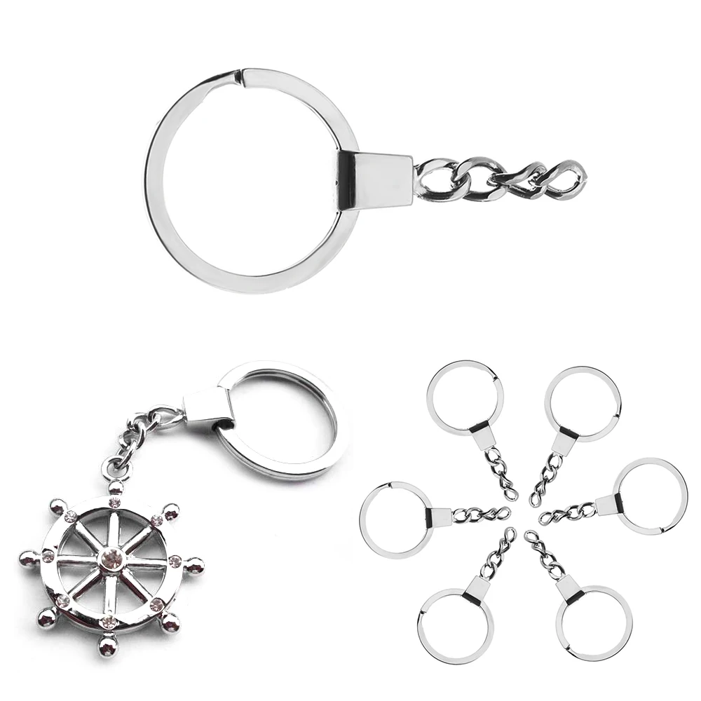 

2/5PCS Wholesale DIY Polished Silver Split Keyring Keychain Ring Short Chain Metal Key Holder Accessories Jewelry Gifts 30mm