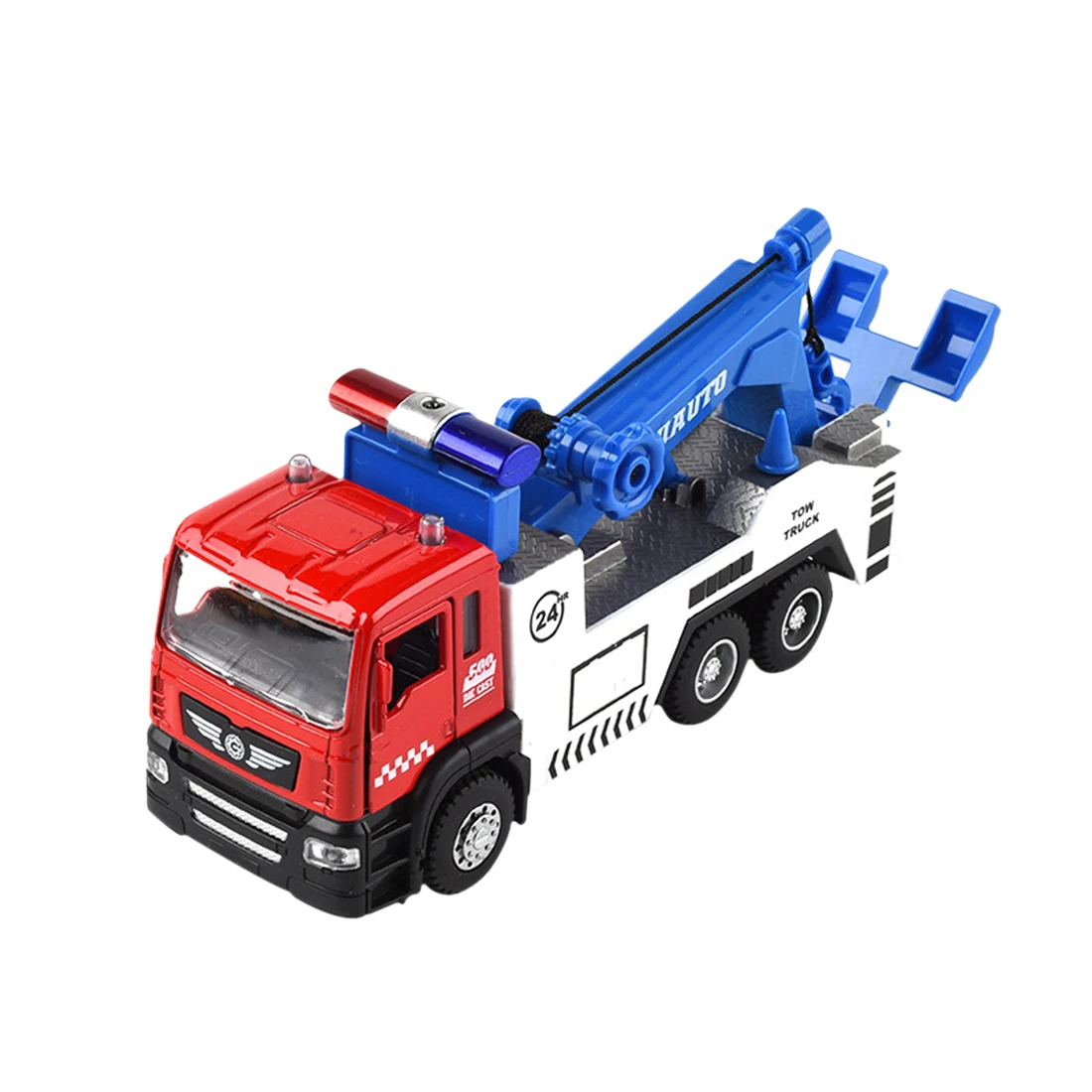 

Kids Vehicles Toys Alloy Simulation Traffic Rescue Vehicle Acousto-optical Trailer Pull-back Car Model Toy for Children - Red