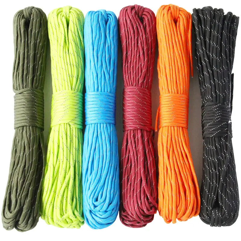 QingGear 100 قدم 31 متر عاكس Paracord في حبل المظلة الحبل الحبل 7 ستراند نوع ل تسلق التخييم
