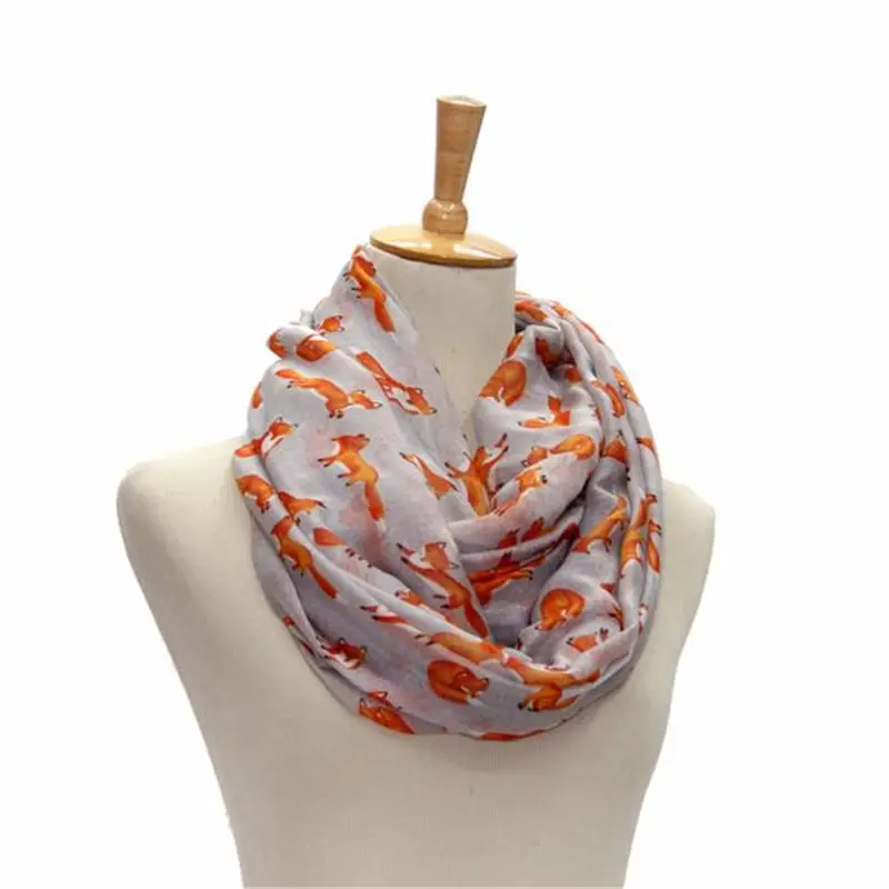  Women Ladies Fox Pattern Print Voile Wrap Shawl handkerchief women's scarves handkerchief hijab scarf 40FE2712