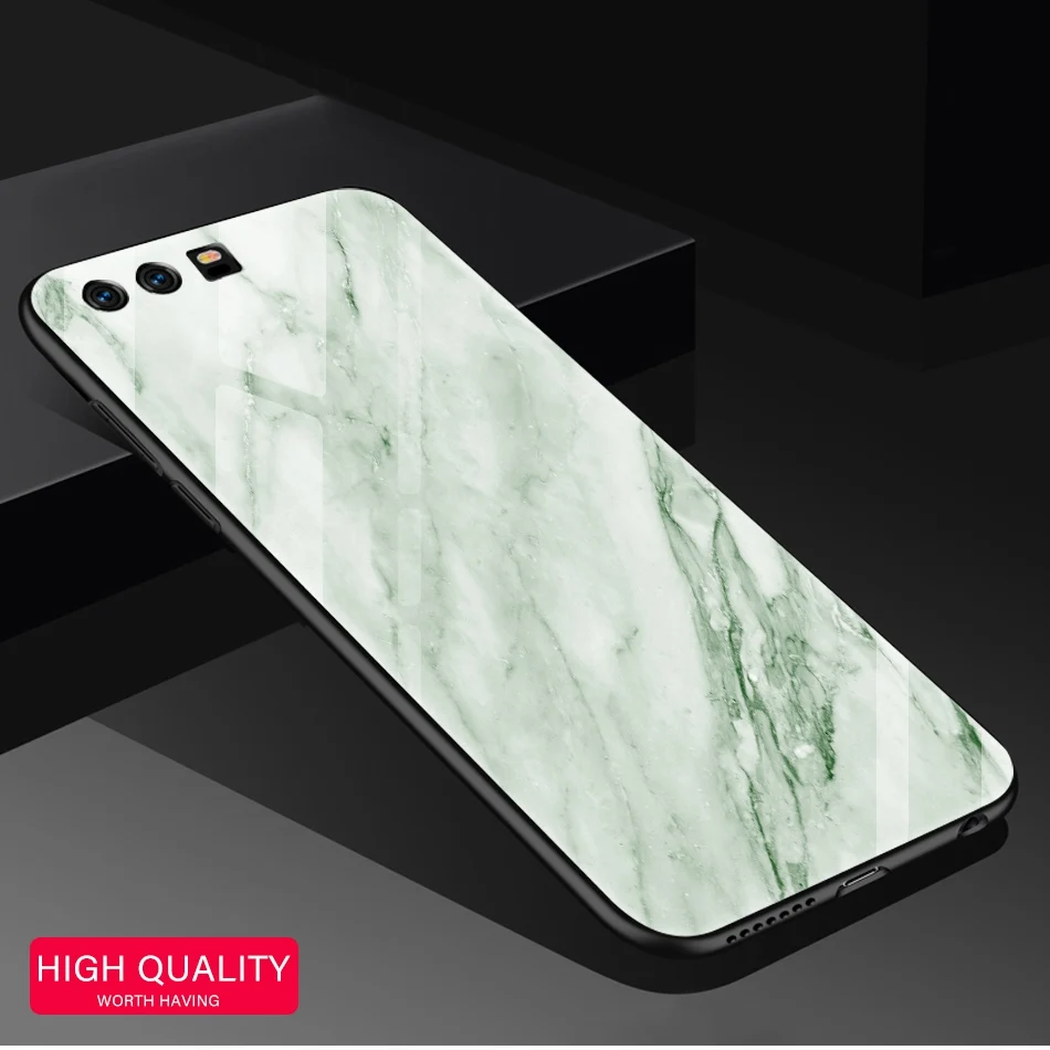 UTOPER Case For Huawei Honor 10 Lite Marble Tempered Glass Hard Cover honor 7A Mate P smart |
