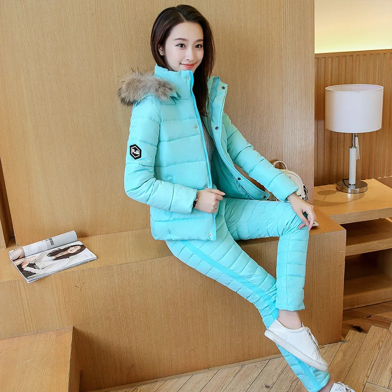 New Fashion Cotton Clothes Women Two piece Suit of Slimming and Thickening Down 8813