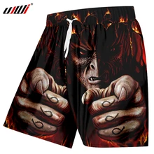 UJWI, мужские повседневные шорты с крутым принтом пламени, черепа, 3D, пляжные шорты, мужские боксеры с высокой талией, летние быстросохнущие пляжные шорты, 5XL