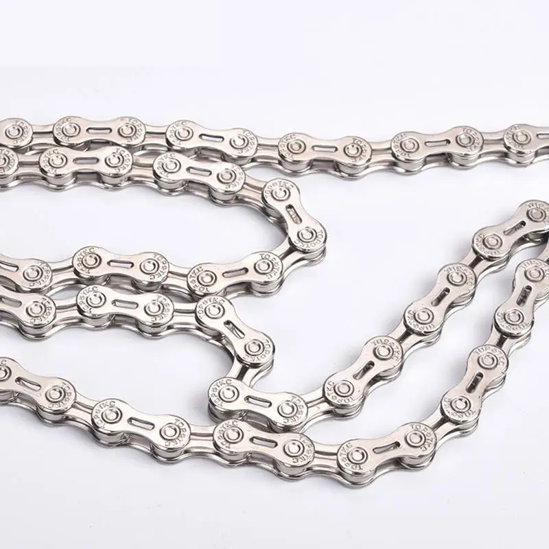 Cadena de transmisión de bicicleta de montaña cadena de 10-velocidades 116 anillos de cadena de plata plantada hueco Ultra-luz cadena para Variable velocidad Cadena de transmisión de bicicleta de montaña cadena de 10-velocidades 116 anillos de cadena de plata plantada hueco Ultra-luz cadena para Variable velocidad