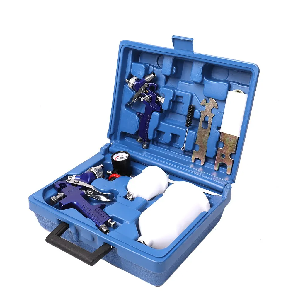 

Toolbox Boxed Spray Guns Machine Set Spraying Paint Tool Airbrush with 2 Spray Machines and 2 Plastic Sprayer Pots