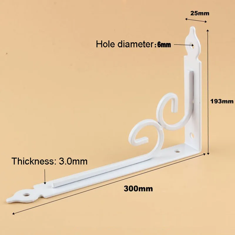 2 шт. кронштейн Металлической Полки L Форма утолщенной угловая скобка полка под прямым углом 6/8/10/12 дюймов кронштейн для сырьевых товаров мебельная фурнитура - Цвет: White 300mm